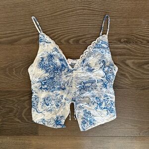 Blue and White Women's Top